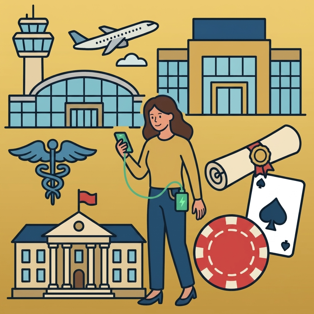 Las Vegas Airports,
Shopping centers in Las Vegas,
Healthcare in Las Vegas,
Universities in Las Vegas,
Gaming & Casinos in Las Vegas,